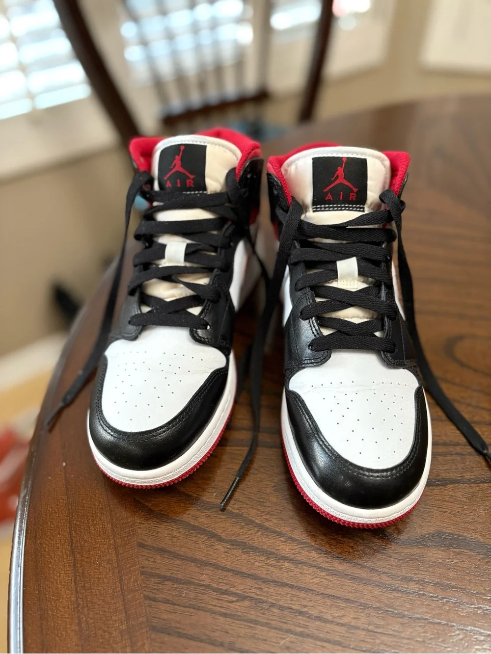 Nike Air Jordan Red Black White Mid-Top 7Y / Women’s 8.5 - Picture 5 of 7